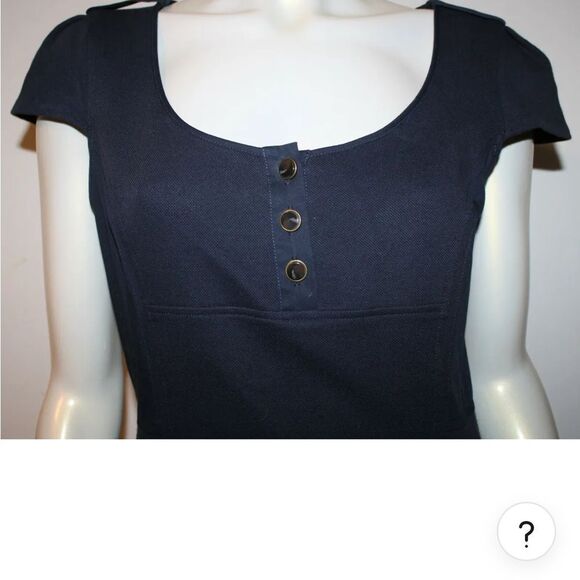 Diane Von Furstenburg Y2K Navy Blue Cap Sleeve Stretch Fit Flare Stretch Dress 4 - Picture 11 of 16